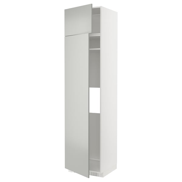 METOD hi cab f fridge or freezer w 2 drs, white/Havstorp light grey, 60x60x240 cm
