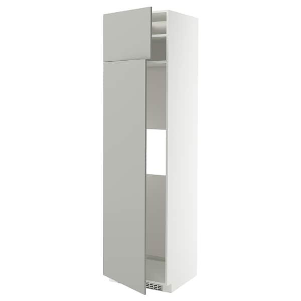 Ikea METOD - Hi cab f fridge or freezer w 2 drs, white/Havstorp light grey, 60x60x220 cm