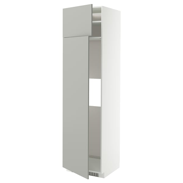 METOD hi cab f fridge or freezer w 2 drs, white/Havstorp light grey, 60x60x220 cm