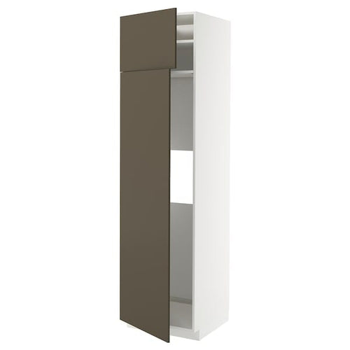 METOD - METOD Hi cab f fridge or freezer w 2 drs, white/Havstorp brown-beige, 60x60x220 cm