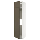 METOD hi cab f fridge or freezer w 2 drs, white/Havstorp brown-beige, 60x60x240 cm