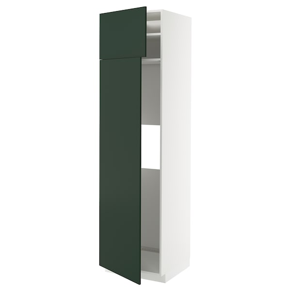 METOD - Hi cab f fridge or freezer w 2 drs, white/Havstorp deep green, 60x60x220 cm