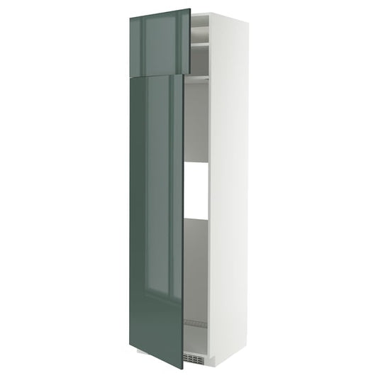 METOD - METOD Hi cab f fridge or freezer w 2 drs, white/Kallarp high-gloss dark grey-green, 60x60x220 cm