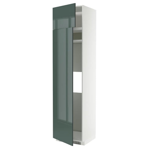 METOD hi cab f fridge or freezer w 2 drs, white/Kallarp high-gloss dark grey-green, 60x60x240 cm