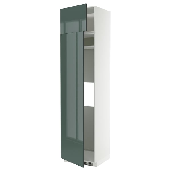 METOD - METOD Hi cab f fridge or freezer w 2 drs, white/Kallarp high-gloss dark grey-green, 60x60x240 cm