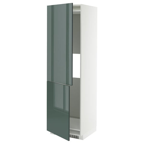 METOD - METOD Hi cab f fridge or freezer w 2 drs, white/Kallarp high-gloss dark grey-green, 60x60x200 cm