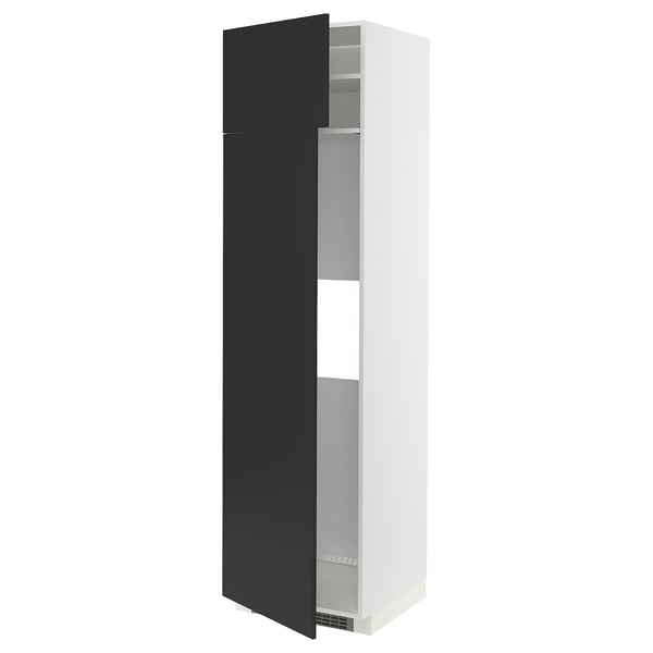 METOD - METOD Hi cab f fridge or freezer w 2 drs, white/Nickebo matt anthracite, 60x60x220 cm