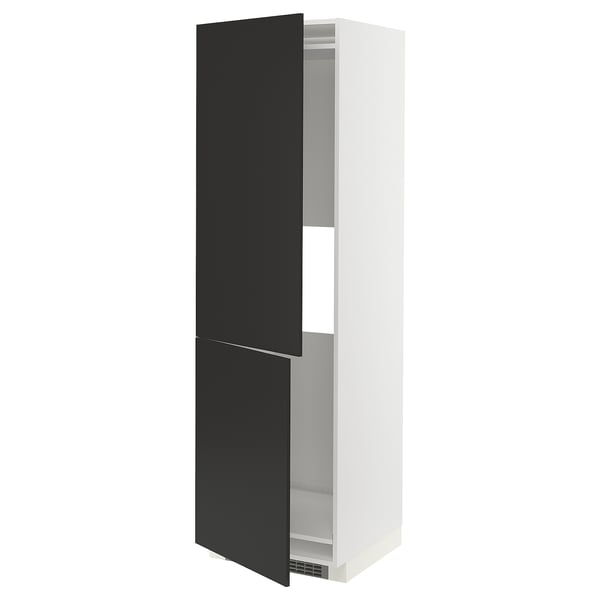 METOD - METOD Hi cab f fridge or freezer w 2 drs, white/Nickebo matt anthracite, 60x60x200 cm