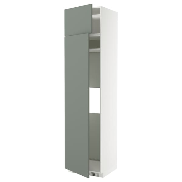 Ikea METOD - Hi cab f fridge or freezer w 2 drs, white/Nickebo matt grey-green, 60x60x240 cm