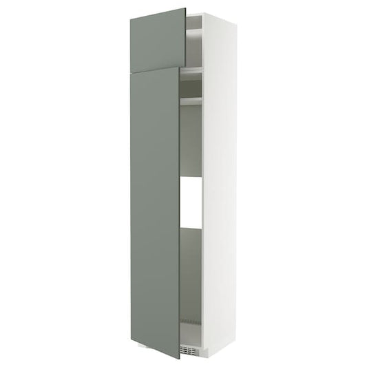 Ikea METOD - Hi cab f fridge or freezer w 2 drs, white/Nickebo matt grey-green, 60x60x240 cm