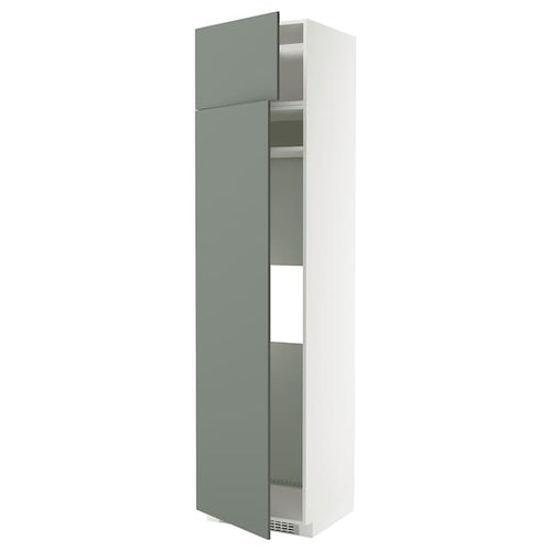 METOD hi cab f fridge or freezer w 2 drs, white/Nickebo matt grey-green, 60x60x240 cm