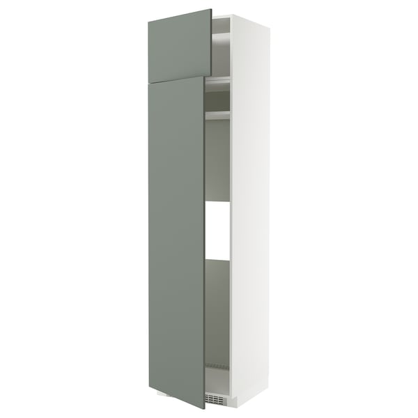 METOD - METOD Hi cab f fridge or freezer w 2 drs, white/Nickebo matt grey-green, 60x60x240 cm