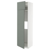 METOD hi cab f fridge or freezer w 2 drs, white/Nickebo matt grey-green, 60x60x220 cm
