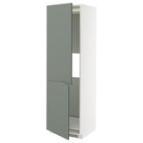 METOD hi cab f fridge or freezer w 2 drs, white/Nickebo matt grey-green, 60x60x200 cm