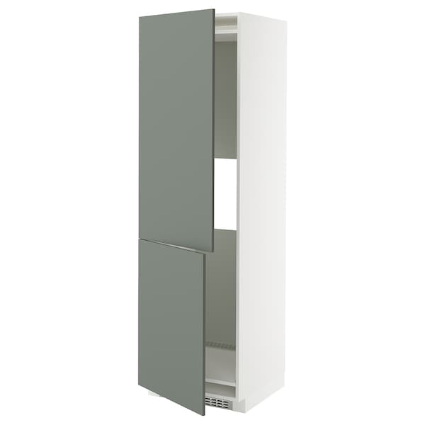 Ikea METOD - Hi cab f fridge or freezer w 2 drs, white/Nickebo matt grey-green, 60x60x200 cm
