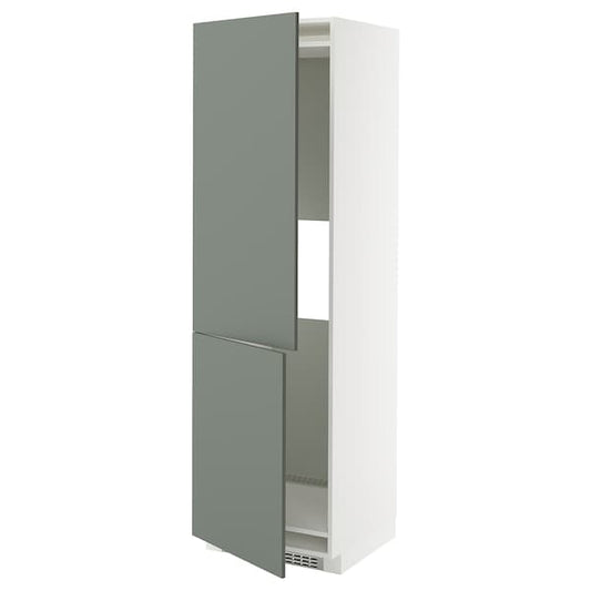 Ikea METOD - Hi cab f fridge or freezer w 2 drs, white/Nickebo matt grey-green, 60x60x200 cm