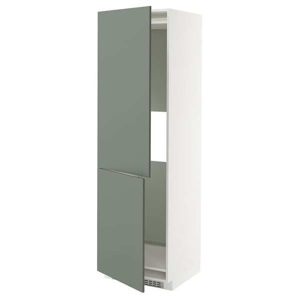 METOD hi cab f fridge or freezer w 2 drs, white/Nickebo matt grey-green, 60x60x200 cm