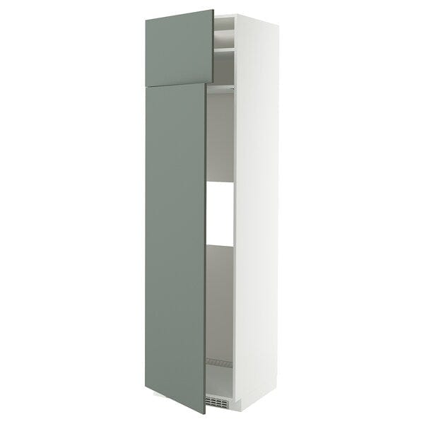 Ikea METOD - Hi cab f fridge or freezer w 2 drs, white/Nickebo matt grey-green, 60x60x220 cm