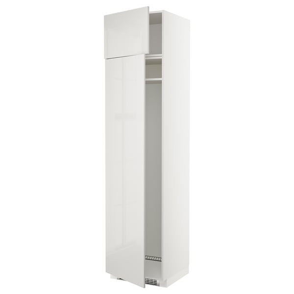 METOD - METOD Hi cab f fridge or freezer w 2 drs, white/Ringhult light grey, 60x60x240 cm