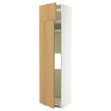 METOD hi cab f fridge or freezer w 2 drs, white/Sinarp oak veneer, 60x60x240 cm