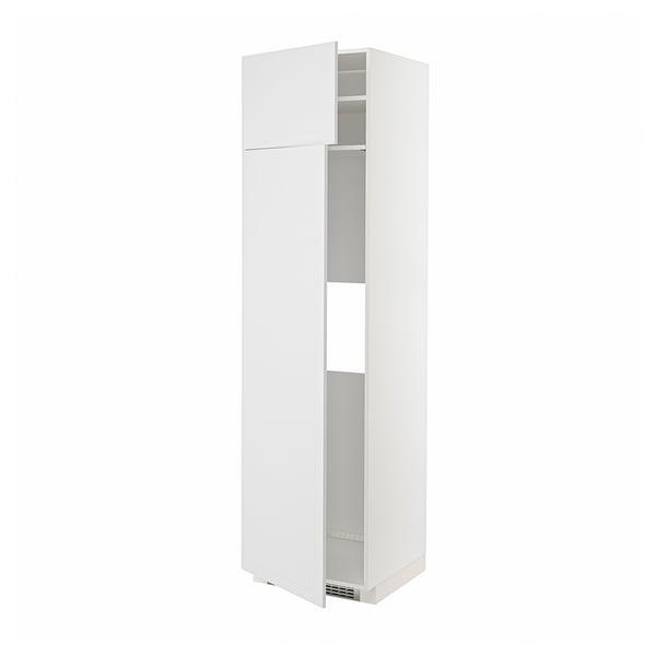 METOD hi cab f fridge or freezer w 2 drs, white/Stensund white, 60x60x220 cm