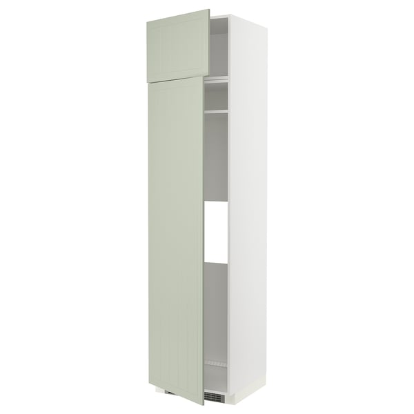 METOD - METOD Hi cab f fridge or freezer w 2 drs, white/Stensund light green, 60x60x240 cm