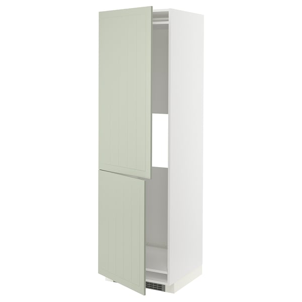 METOD hi cab f fridge or freezer w 2 drs, white/Stensund light green, 60x60x200 cm