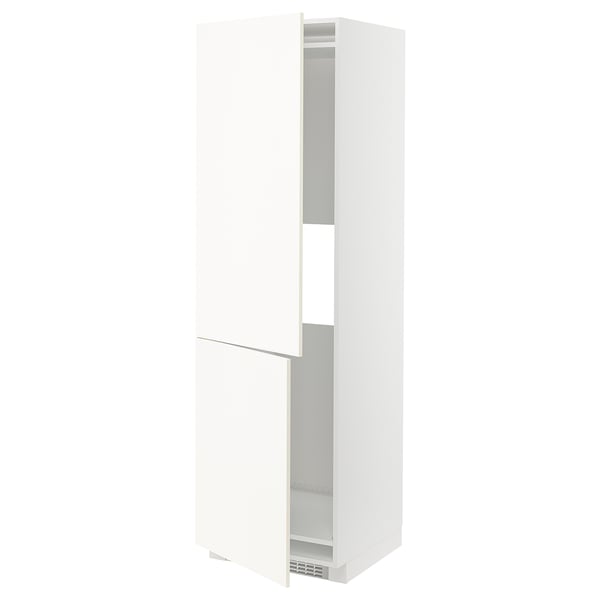 METOD hi cab f fridge or freezer w 2 drs, white/Vallstena white, 60x60x200 cm