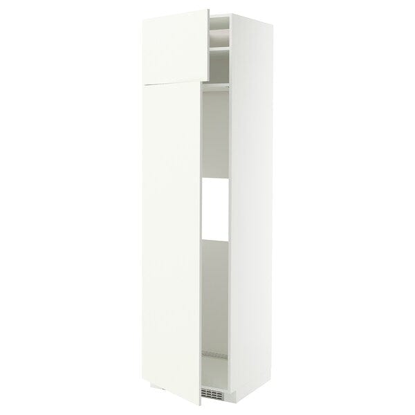 Ikea METOD - Hi cab f fridge or freezer w 2 drs, white/Vallstena white, 60x60x220 cm