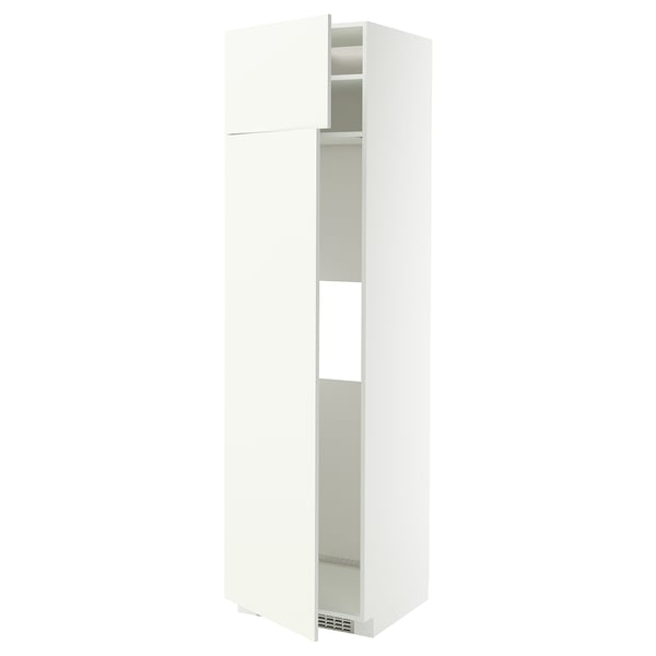 METOD - METOD Hi cab f fridge or freezer w 2 drs, white/Vallstena white, 60x60x220 cm