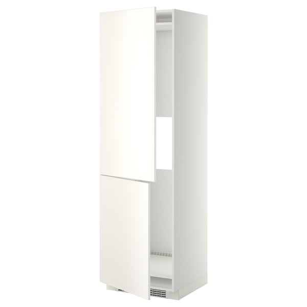 METOD hi cab f fridge or freezer w 2 drs, white/Veddinge white, 60x60x200 cm