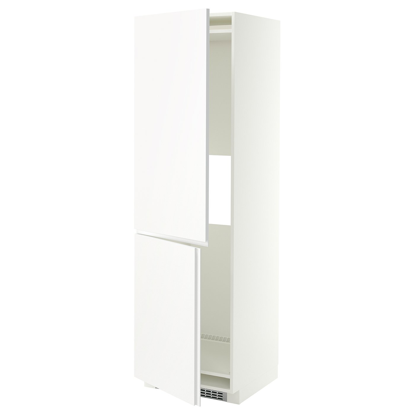 METOD hi cab f fridge or freezer w 2 drs, white/VOXTORP matt white vertical handle, 60x60x200 cm