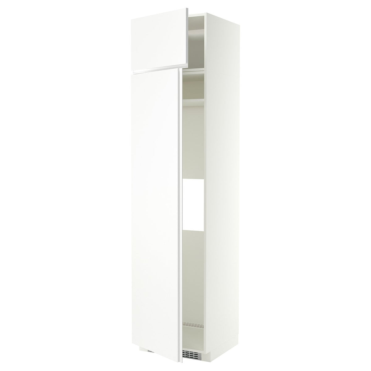 METOD hi cab f fridge or freezer w 2 drs, white/VOXTORP matt white vertical handle, 60x60x240 cm