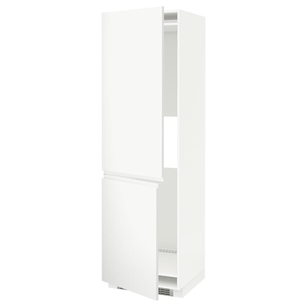 METOD hi cab f fridge or freezer w 2 drs, white/Voxtorp matt white, 60x60x200 cm