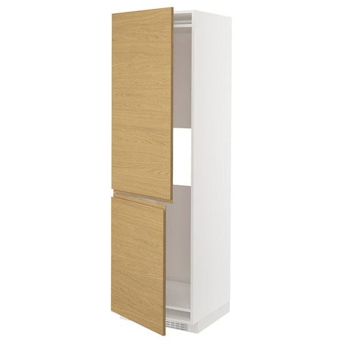 METOD - METOD Hi cab f fridge or freezer w 2 drs, white/Voxtorp oak effect, 60x60x200 cm