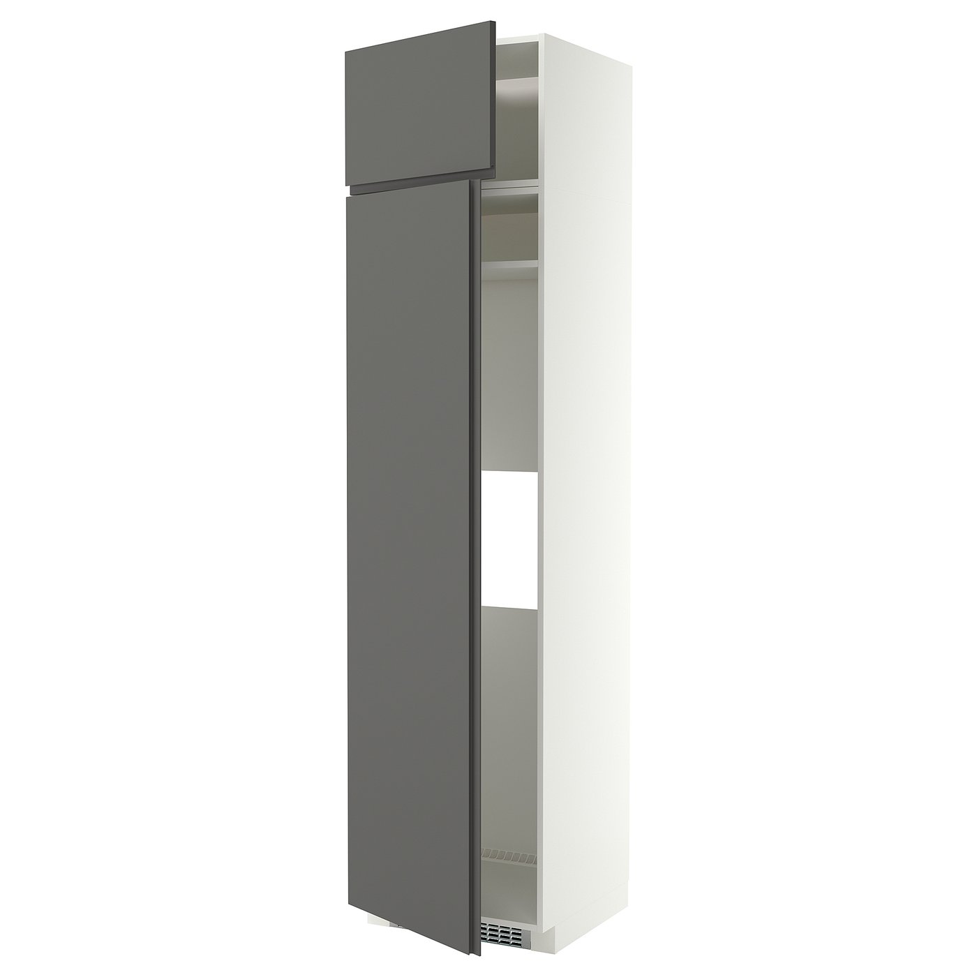 METOD hi cab f fridge or freezer w 2 drs, white/VOXTORP dark grey vertical handle, 60x60x240 cm