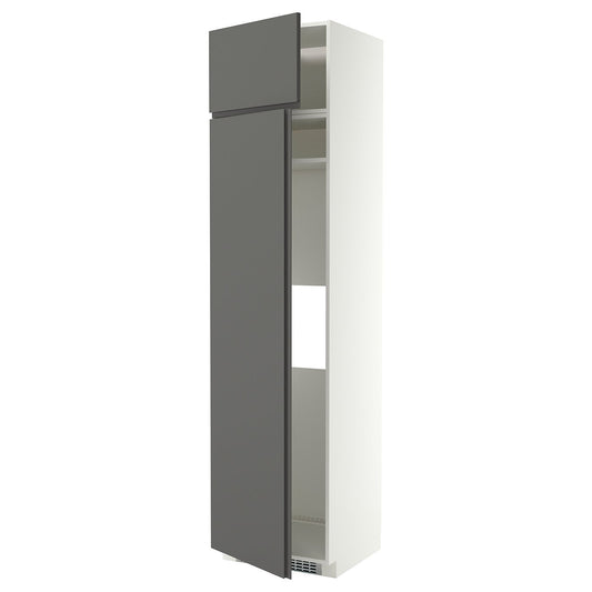 METOD hi cab f fridge or freezer w 2 drs, white/VOXTORP dark grey vertical handle, 60x60x240 cm
