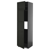 METOD hi cab f fridge or freezer w 2 drs, black-grey/Lerhyttan black stained, 60x60x220 cm