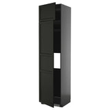 METOD hi cab f fridge or freezer w 2 drs, black-grey/Lerhyttan black stained, 60x60x240 cm