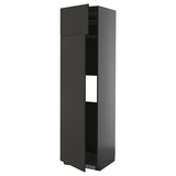 METOD hi cab f fridge or freezer w 2 drs, black-grey/Nickebo matt anthracite, 60x60x220 cm