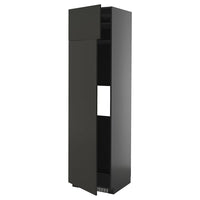 METOD hi cab f fridge or freezer w 2 drs, black-grey/Nickebo matt anthracite, 60x60x220 cm