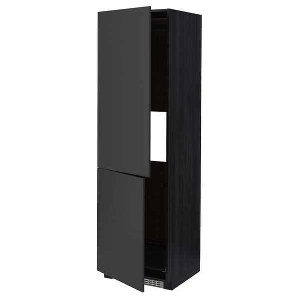 METOD - METOD Hi cab f fridge or freezer w 2 drs, black/Nickebo matt anthracite, 60x60x200 cm
