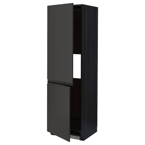 METOD - METOD Hi cab f fridge or freezer w 2 drs, black/Upplöv matt anthracite, 60x60x200 cm