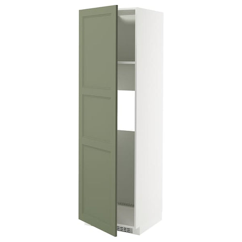 METOD high cab f fridge or freezer w door, white/Axstad grey-green, 60x60x200 cm