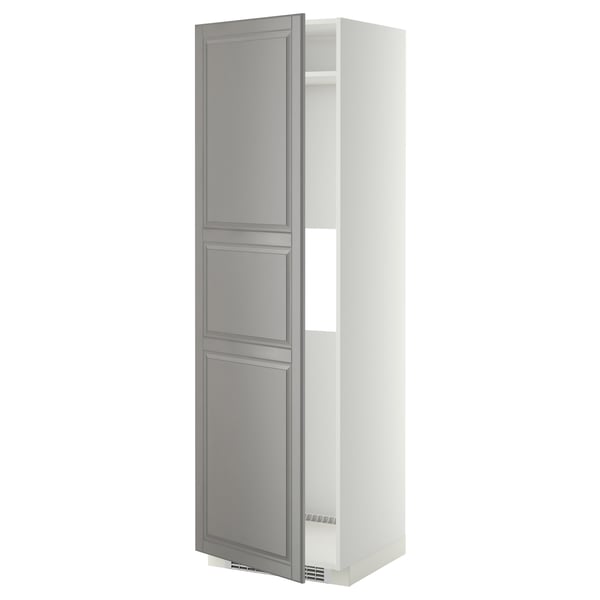 METOD - METOD High cab f fridge or freezer w door, white/Bodbyn grey, 60x60x200 cm