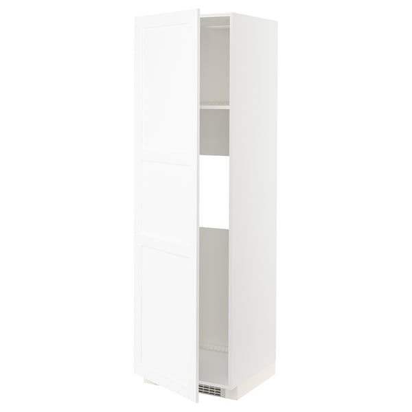 METOD high cab f fridge or freezer w door, white Enköping/white wood effect, 60x60x200 cm