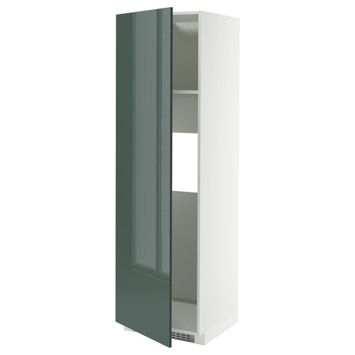 METOD high cab f fridge or freezer w door, white/Kallarp high-gloss dark grey-green, 60x60x200 cm