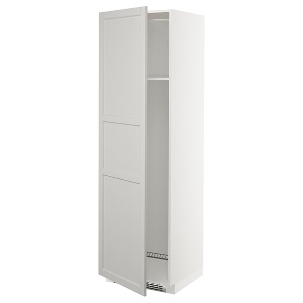 METOD high cab f fridge or freezer w door, white/Lerhyttan light grey, 60x60x200 cm