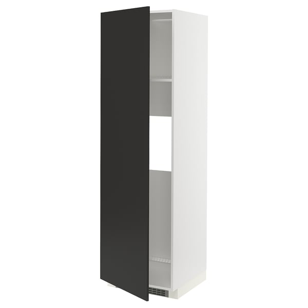 METOD high cab f fridge or freezer w door, white/Nickebo matt anthracite, 60x60x200 cm