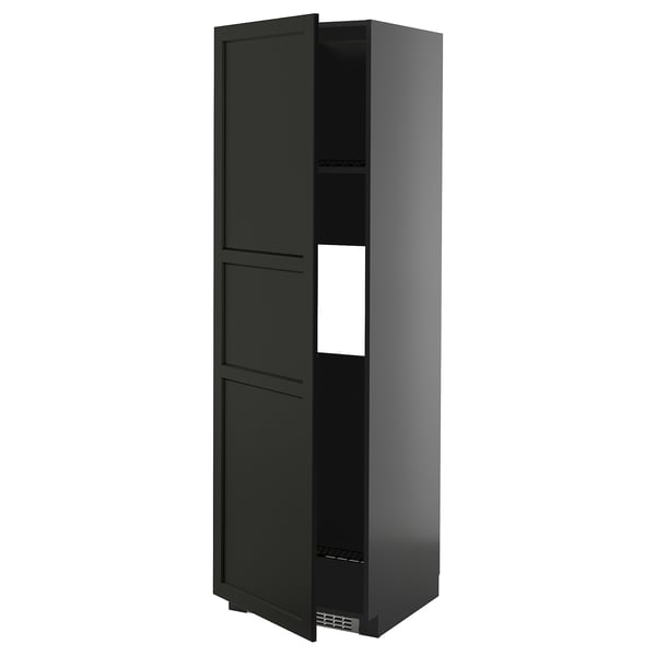 METOD - METOD High cab f fridge or freezer w door, black-grey/Lerhyttan black stained, 60x60x200 cm